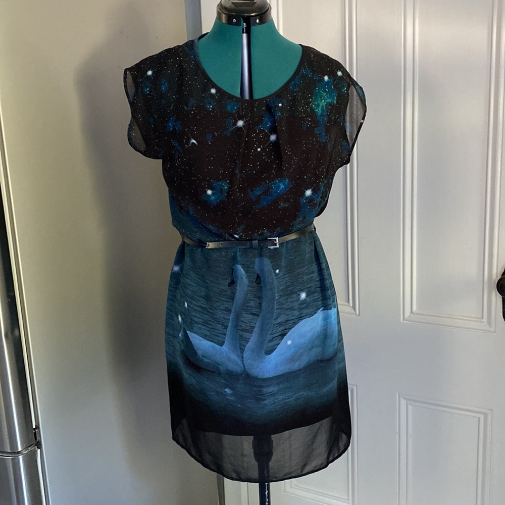 Y2K Constellation Dress w/Swan Print
